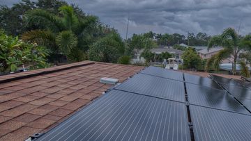 Solar panels stormy weather energy grey clouds storm