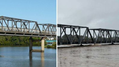 Before and after photos show rapid rise of river