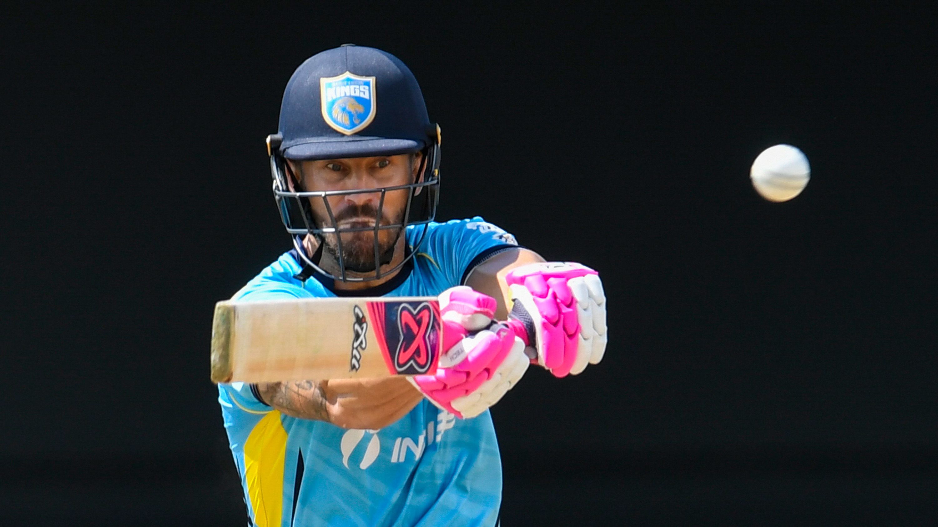 Faf Du Plessis playing for the Saint Lucia Kings during the 2021 Caribbean Premier League. Photo: Randy Brooks