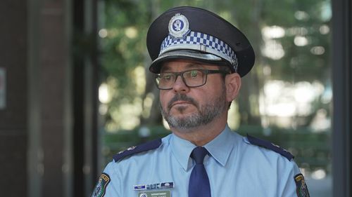 Superintendent Rodney Hart, Commander, Bankstown Police Area Command speaking at a press conference after a police operation in Panania concluded.