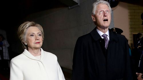 Hillary and Bill Clinton arrive at the Capitol. (AAP)