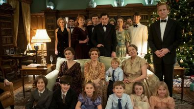 A scene in The Crown showing the Royal Family at Christmas in Sandringham 