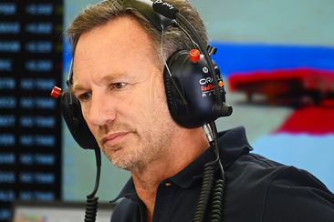Oracle Red Bull Racing Team Principal Christian Horner looks on in the garage during day three of F1 Testing at Bahrain International Circuit on February 23, 2024 in Bahrain, Bahrain. (Photo by Clive Mason/Getty Images)