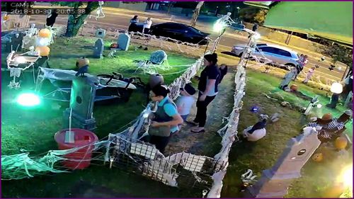An Adelaide home known for its annual Halloween decorations in its front yard has become the target of thieves who were caught on CCTV camera.