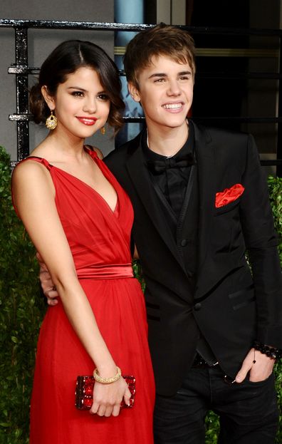 Selena Gomez and Justin Bieber arrive at the Vanity Fair Oscar party hosted by Graydon Carter held at Sunset Tower on February 27, 2011 in West Hollywood, California.