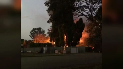 Within minutes, the home was engulfed in flames. Picture: 9NEWS