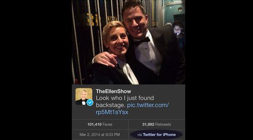 Ellen caught using wrong phone backstage