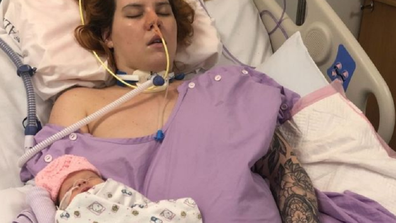 Caitlin gave birth while in hospital while in a coma.