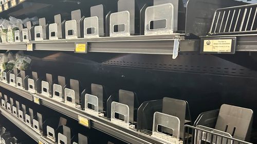 Empty shelves at Woolworths Neutral Bay.