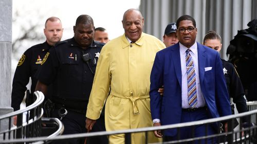Bill Cosby leaves from his sexual assault trial at the Montgomery County Courthouse. (AP)