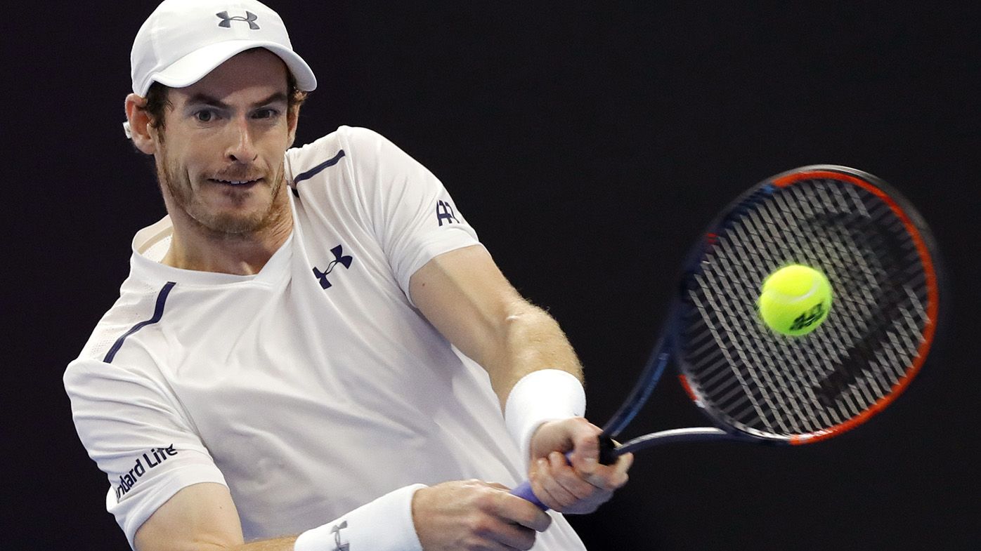 Andy Murray of Britain hits a return shot against Andreas Seppi of Italy during their men's singles at the China Open. (AAP)