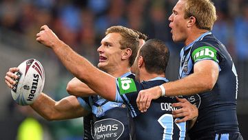 Tom Trbojevic and Jake Trbojevic celebrate during Game 2 of State of Origin