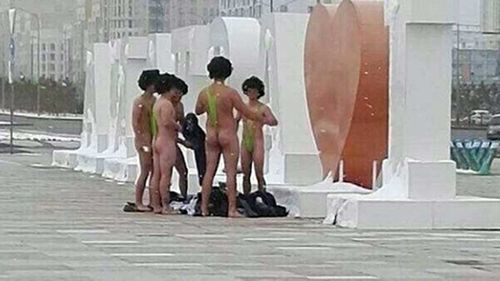 The Czech tourists in the mankinis. (Informburo.kz)