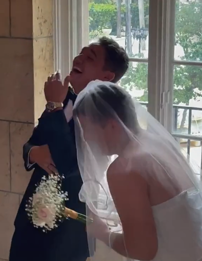 Groom shocked after unexpected guest appears for 'first look' at the bride