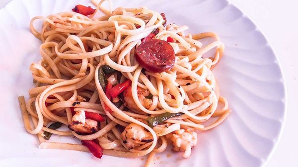 Prawn and chorizo pasta