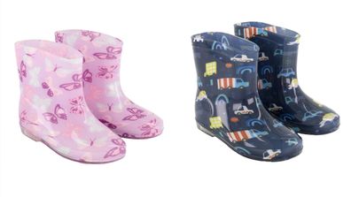 Junior wellies in butterflies and space designs from Kmart