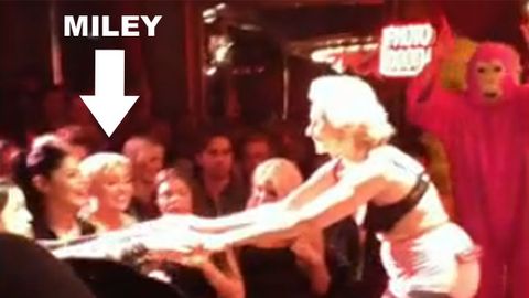 Watch: Miley Cyrus front row for 82-year-old stripper