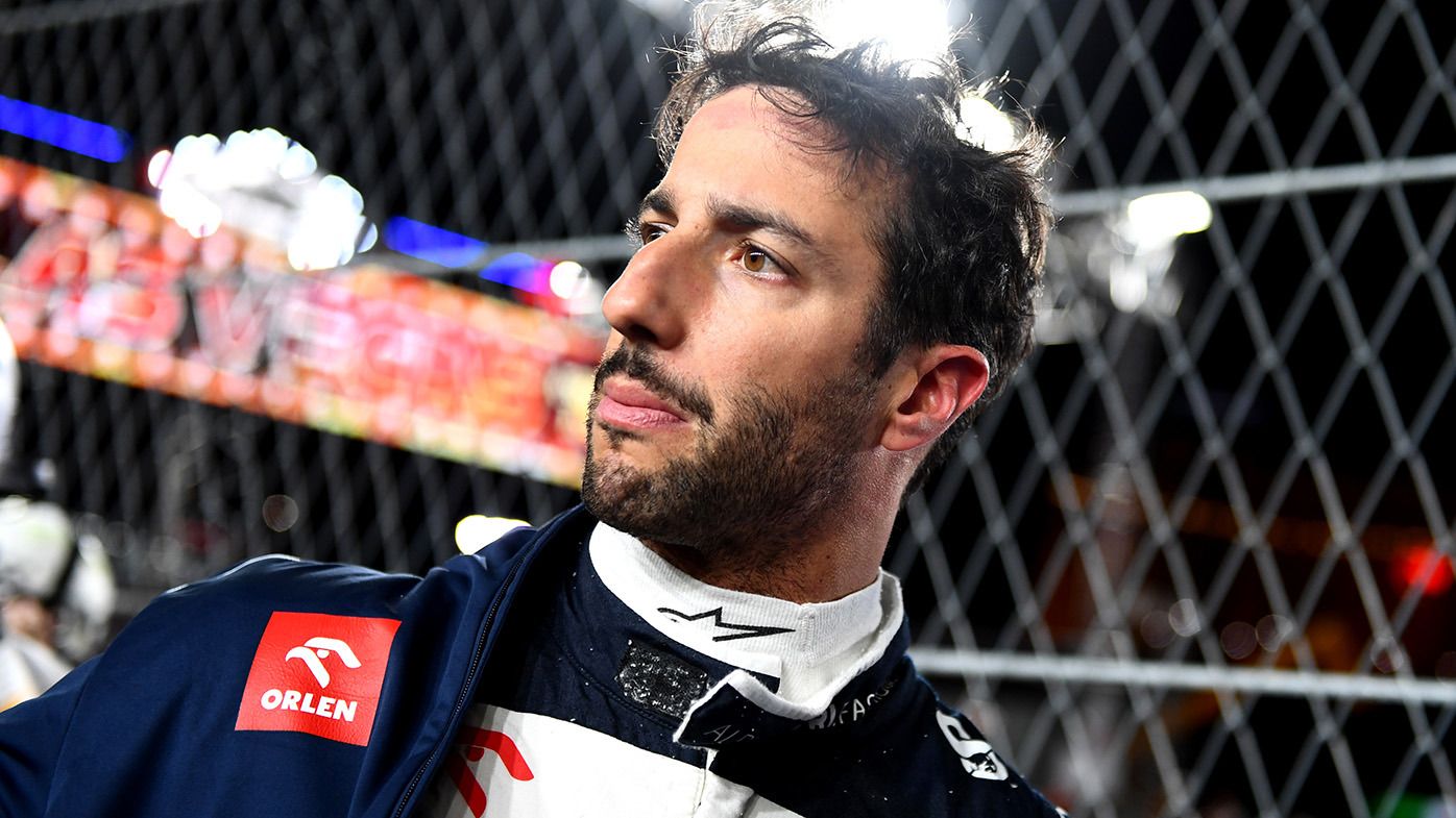 Daniel Ricciardo of Australia and Scuderia AlphaTauri prepares to drive on the grid prior to the F1 Grand Prix of Las Vegas at Las Vegas Strip Circuit on November 18, 2023 in Las Vegas, Nevada. (Photo by Rudy Carezzevoli/Getty Images)