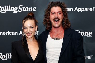 Abbie Chatfield and Adam Hyde at the American Apparel Rolling Stone Australia Awards on April 9, 2025 in Sydney, Australia.