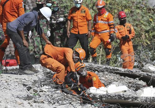 The rescue efforts come as thousands of tourists have also been left stranded by the disaster. Picture: AP.