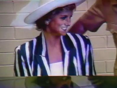 Princess Diana plays piano during 1988 Australia tour