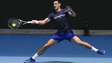 Novak Djokovic during a practice session ahead of the 2022 Australian Open at Melbourne Park.
