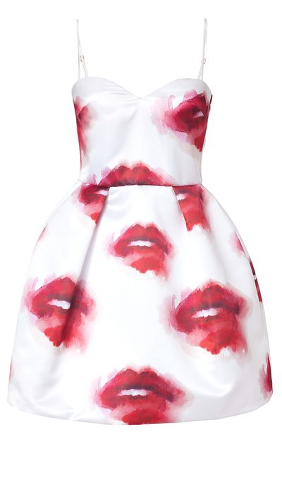 <p><a href="http://www.stylebop.com/product_details.php?id=558685" target="_blank">Lip Print Cocktail Dress, $566, MSGM at stylebop.com</a></p>