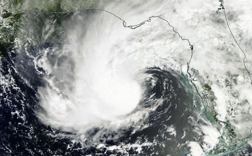 The satellite image provided by the US National Oceanic and Atmospheric Administration (NOAA), shows Subtropical Storm Alberto in the Gulf of Mexico. (AP).