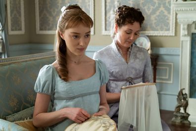 Phoebe Dynevor in a scene from new Netflix period drama Bridgerton