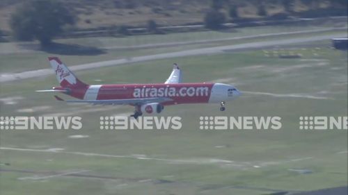 The plane landed safely at Perth Airport just after 10am. (9NEWS)