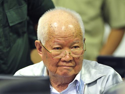 Khieu Samphan, former Khmer Rouge head of state, sat in court as the guilty verdict was read over the 1970s mass killings.