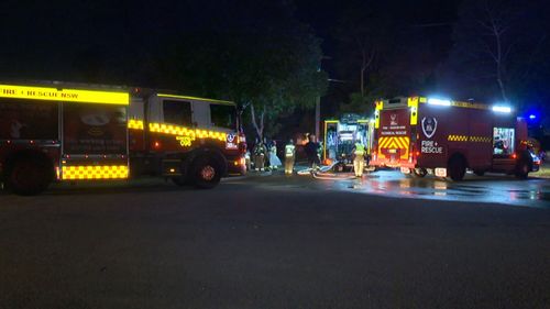 A woman has suffered serious burns to her face and body after going back into a burning house in Marayong, in Sydney's west, to find her dog.