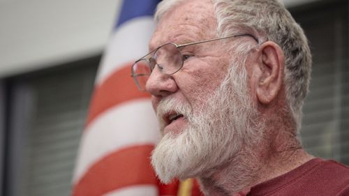 Bill Powell, father of Riley Powell, speaks during the press conference at the Utah County Sheriff's office on Thursday, March 29, 2018, in Spanish Fork, Utah. (Evan Cobb/The Daily Herald via AP)