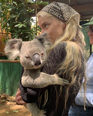 Anya Taylor-Joy meeting a koala during a break from filming Furiosa