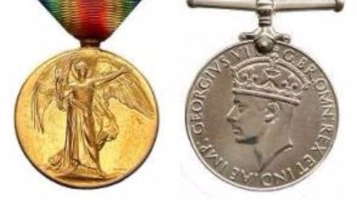 Two of the 13 war medals stolen. (Queensland Police)