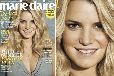 The blonde singer and TV star went barefaced for <i>Marie Claire</i> in May 2010.