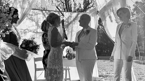 Lisa Crouch (right) and Kerri Lacey (left) on their wedding day.