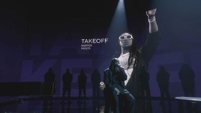 Quavo performs during the 2023 Grammys In Memoriam segment.