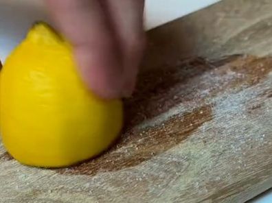 Lemon cleaning cutting board