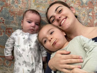 Nikolina Kharoufeh with sons Noah and Leo. 