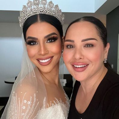 Makeup artist Melissa Sassine with glammed up bridal client