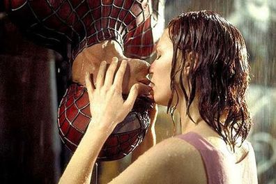 <i>Spider-Man</i> (2002)<br/><br/>Obviously exhausted with finding ways to spice up the PG kiss, <i>Spider-Man</i> takes it to a whole new level, with the upside down kissing in the rain double whammy. Cue gallons of geeks  couples recreating this moment in themed wedding kisses.<br/><br/>(Image: Toby Maguire and Kirsten Dunst / Columbia Pictures/Marvel)