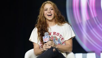 Shakira answers questions at a news conference on Jan. 30, 2020, in Miami. 