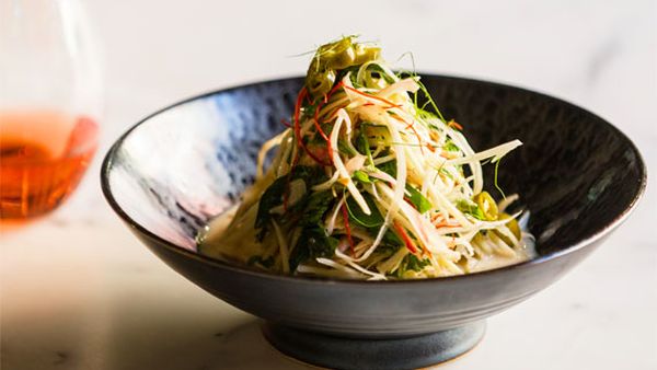 Longrain's coconut poached chicken with green papaya and Vietnamese mint