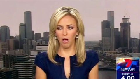 Watch: Seven newsreader's embarrassing live TV fail