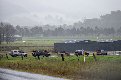 Police searching operation takes place at the Porepunkah Airfield on Sunday afternoon. 7 September 2025. Photo: Eddie Jim.