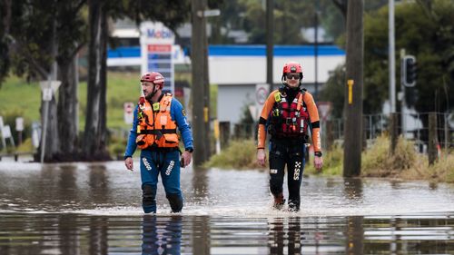 Low-lying parts of Singleton are inundated by flood waters.