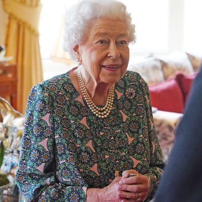 Queen Elizabeth II speaks during an audience at Windsor Castle when she met the incoming and outgoing Defence Service Secretaries at Windsor Castle on February 16, 2022 in Windsor, England. 