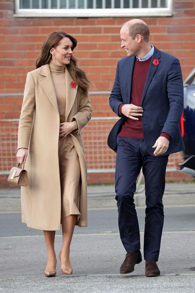Catherine, Princess of Wales and Prince William, Prince of Wales arrive at "The Street" community hub on November 03, 2022 in Scarborough, England.  