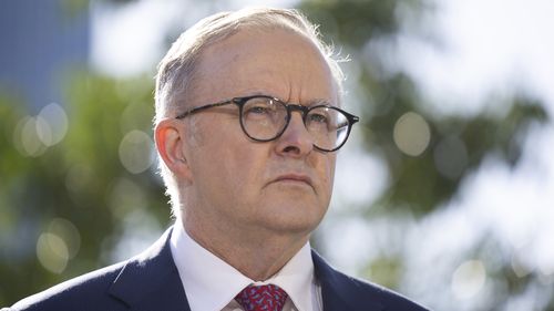 Prime Minister Anthony Albanese addresses the media